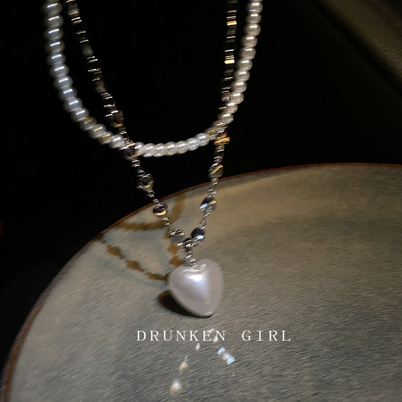 双倍甜心~珍珠爱心吊坠叠戴项链女款秋冬小众独特设计毛衣链配饰,淘宝优惠券,粉丝福利购,淘宝优惠卷