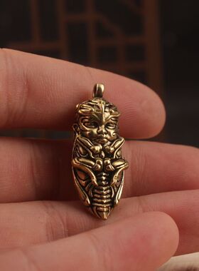 黄铜金蝉宝宝挂坠复古做