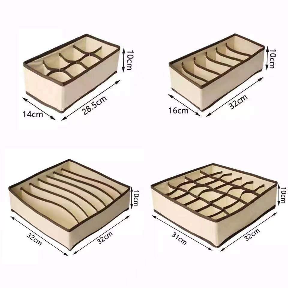 跨境日系家居收纳无纺布四件套收纳盒布艺收纳箱文胸收纳内衣整理