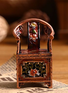 珐琅彩古典家具三件套沙发桌椅家居摆件轻奢金属工艺小礼品
