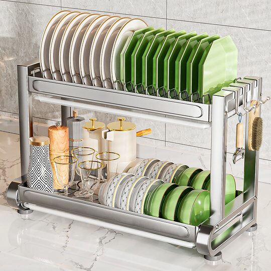 Thickened stainless steel kitchen bowl rack for household use