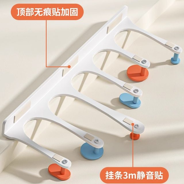 Door rear hook without punching door back storage coat hook bedroom bathroom clothes traceless storage rack