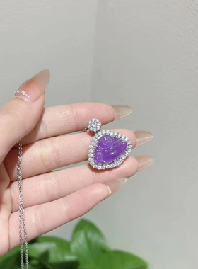 monocle 冰种佛公吊坠巴山翠镶嵌紫罗兰小佛公挂件锁骨链毛衣链
