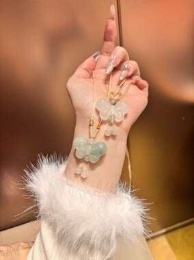 monocle 天然金丝玉天山翠蝴蝶吊坠平安扣女款玉石项链玉坠挂件