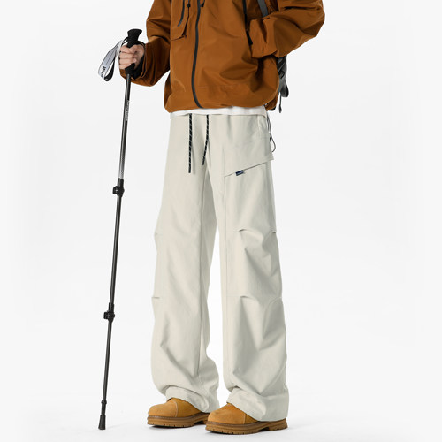 回力美式伞兵工装裤男士秋冬季加绒加厚保暖宽松直筒男生休闲裤子 - 图0