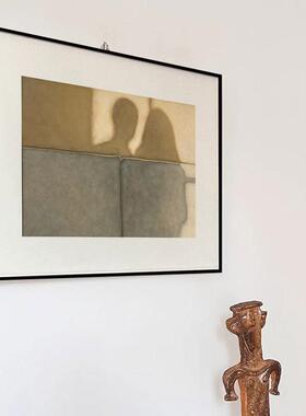 中古风水彩画客厅百搭小众高级感装饰画挂画后现代摆件边柜礼品