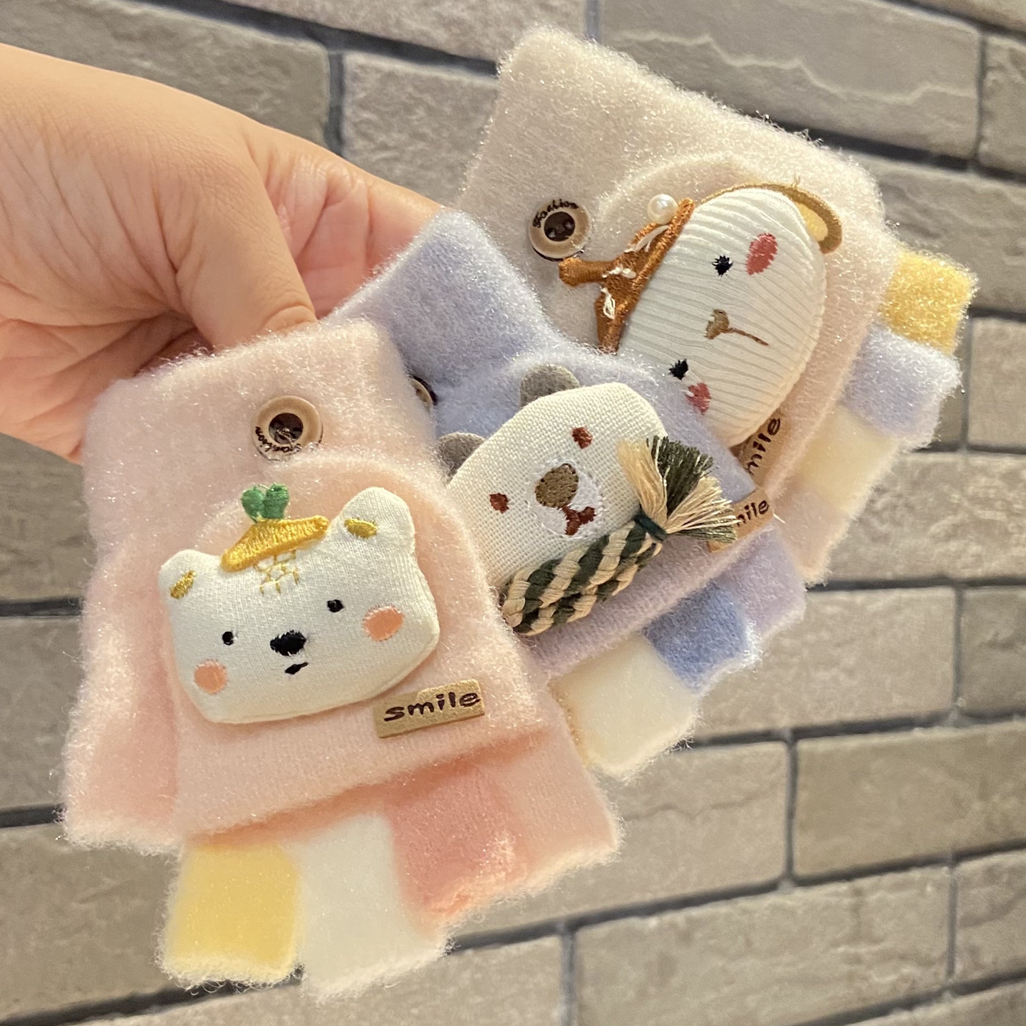 婴儿宝宝手套秋冬漏手指薄款保暖0到3岁婴幼儿男女宝翻盖半指爬行 - 图0