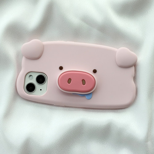 支架猪适用iphone17/16/15苹果14手机壳13pro可爱12mini卡通11全包xs max防摔xr加厚7软8plus硅胶套6s新款se2 - 图1