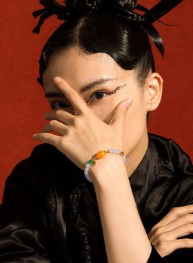 和田玉烟紫18新疆金天然女mm手链