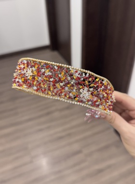莫奈红棕星空璀璨半帽发箍纯手工制作高定设计气质高级感