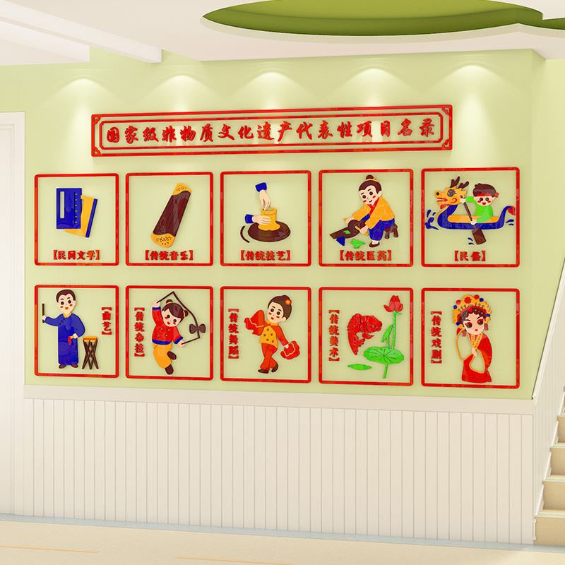 非物质文化遗传文化墙贴幼儿园教室环创主题墙面装饰小学班级布置 - 图2