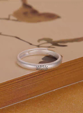 足银S990小莲花戒指女