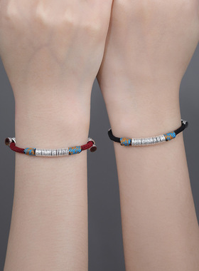 S999足银编织盘缠情侣手链男女