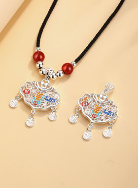 足银S999如意锁平安项链女