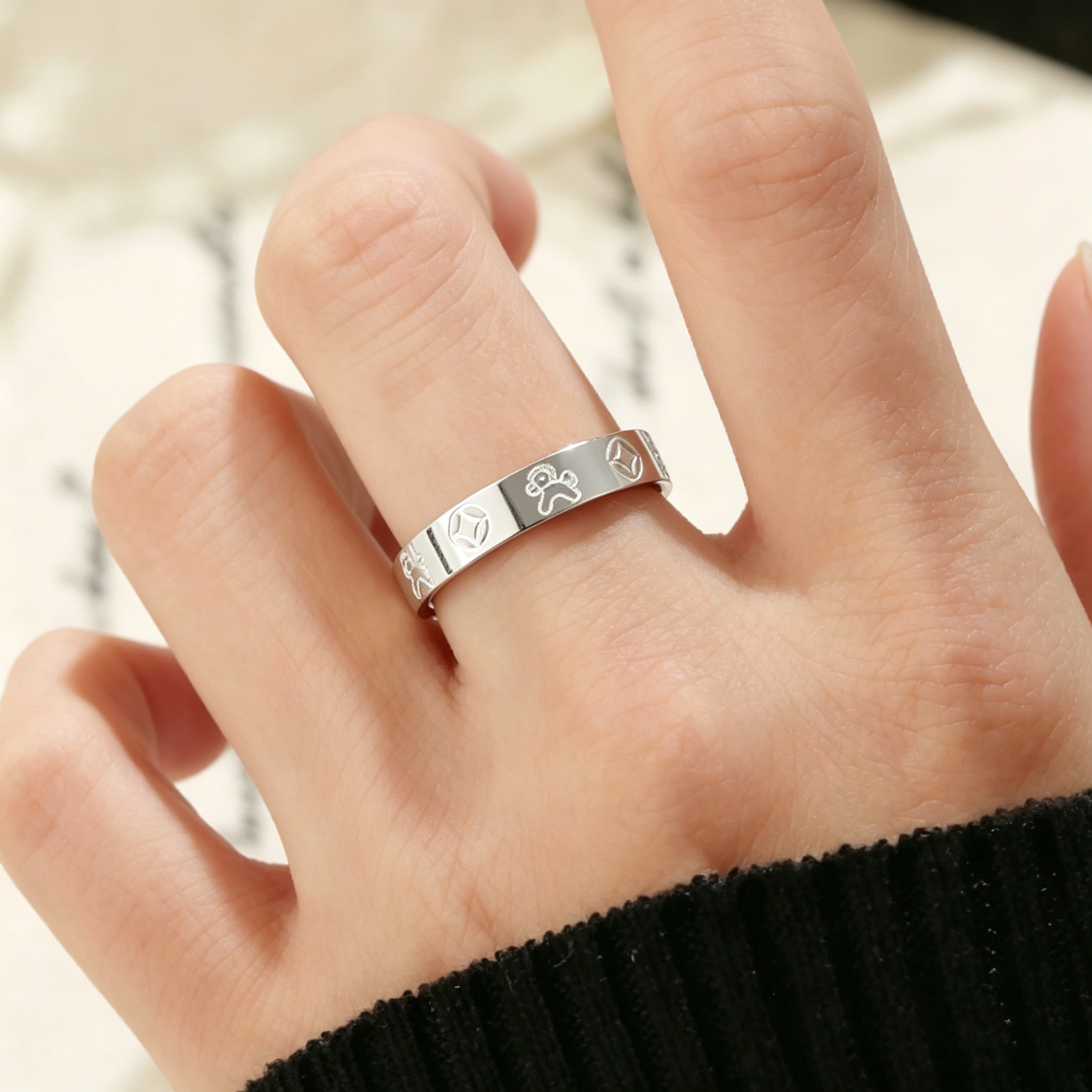 Pure silver S999 money ring for women immediately