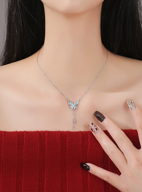 S999足银流苏蝶舞项链