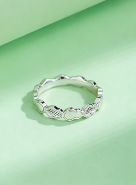 足银S999碎冰冰葫芦戒指女