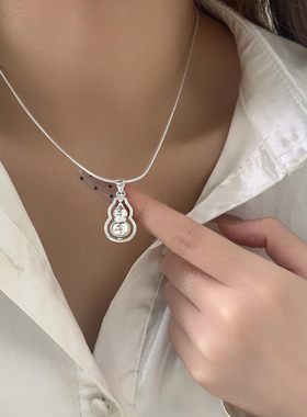 晚舟足银999转动葫芦项链吊坠