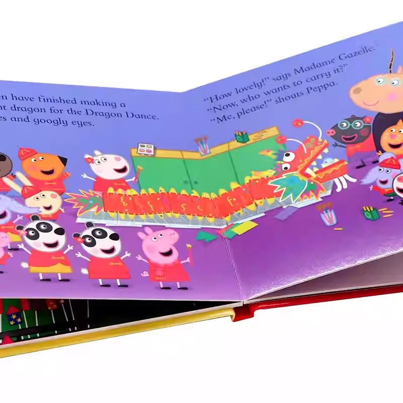 现货英文原版绘本 小猪佩奇中国年新年纸板书贴纸书2册 Peppa's Chinese New Year Dragon/Sticker Activity 春节传统新年舞龙文化