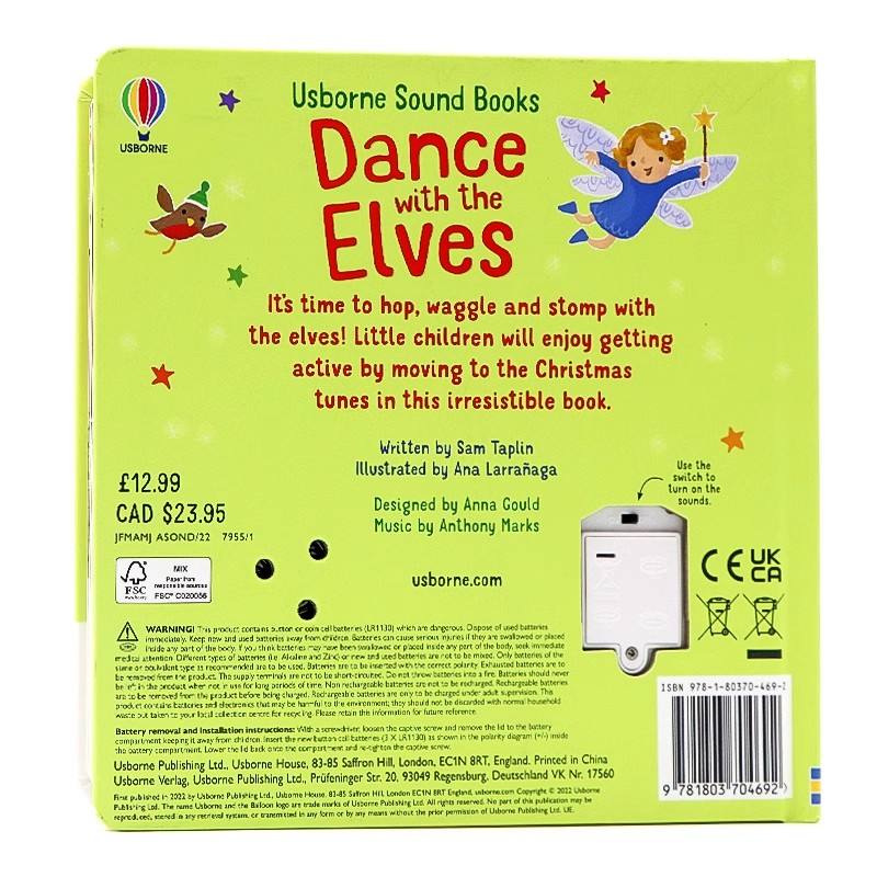 Usborne发声书 与精灵共舞 英文原版绘本 Dance with the Elves 按键触摸发声书 儿童早教启蒙 英语故事绘本 亲子共读 SAM TAPLIN