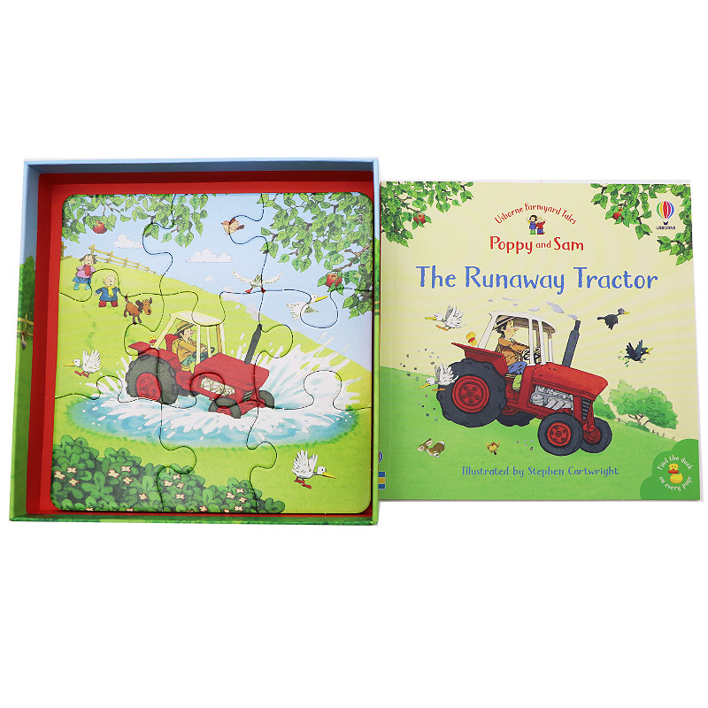 Usborne 波比和山姆拖拉机拼图游戏书英文原版绘本 Poppy and Sam’s Book and 3 Jigsaws Tractors 幼儿启蒙认知亲子共读趣味拼图