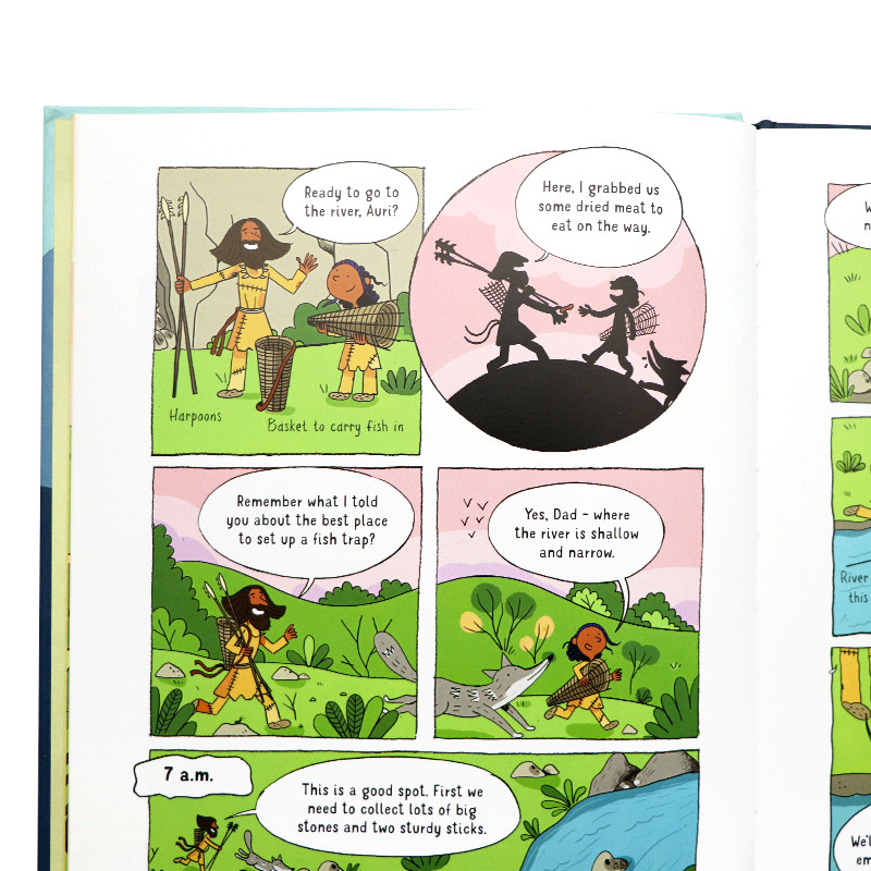 Usborne 石器时代的24小时 英文原版绘本 24 Hours in the Stone Age 精装全彩科普漫画绘本 7-10岁儿童课外阅读故事书 Lan Cook