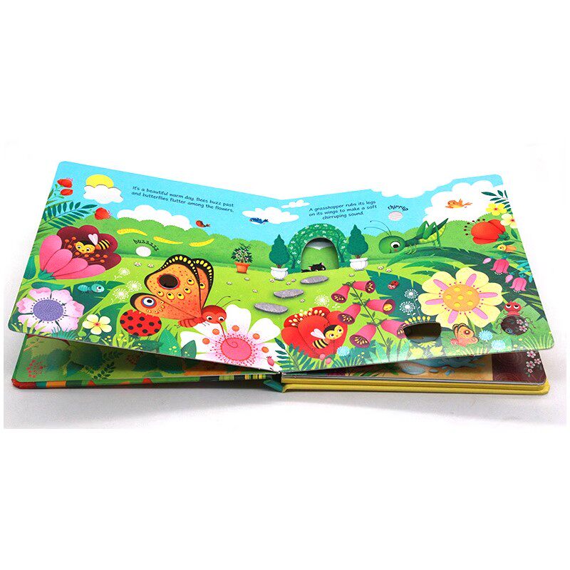 Usborne触摸发声书4册 英文原版绘本Garden Farm Jungle zoo Sounds 农场动物园花园森林儿童纸板洞洞触摸书亲子共读科普书