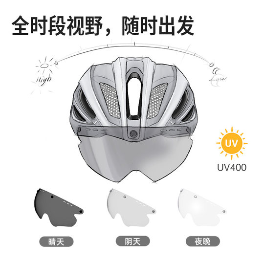 森瑞梦x吴彦祖骑行头盔自行车公路山地男女装备带变色风镜安全帽