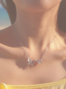 MFOW贝母蝴蝶铜镀金女渡假项链