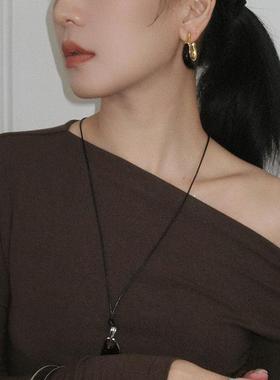 mfow•muse系列皮绳项链原创小众设计极简冷淡风项链可调节毛衣链