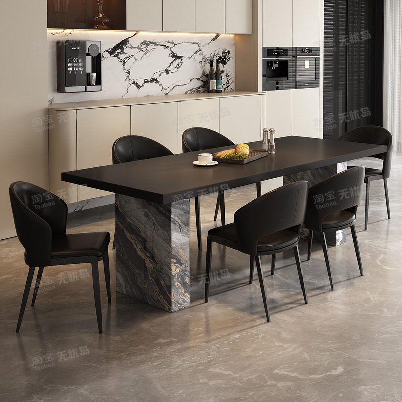 家用方形意式极简餐桌椅组合轻奢高级感设计师高端轻奢2米长餐桌,淘宝优惠券,粉丝福利购,淘宝优惠卷