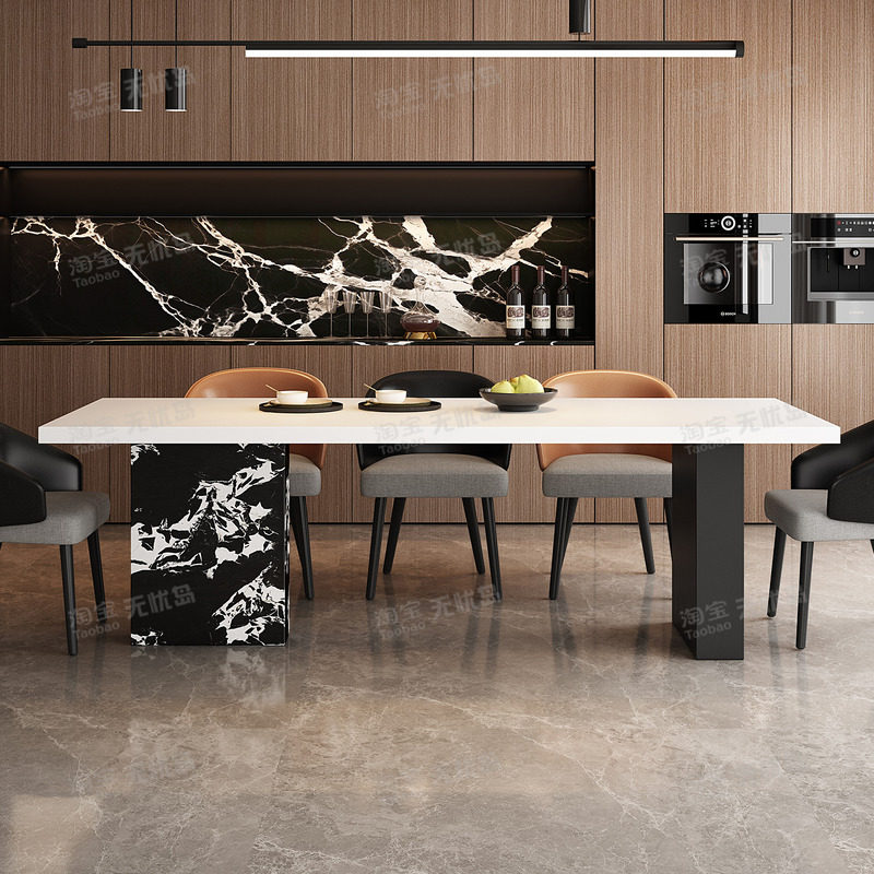 现代餐桌椅极简高级感家用大小户型意式饭桌长方形岩板餐桌组合,淘宝优惠券,粉丝福利购,淘宝优惠卷