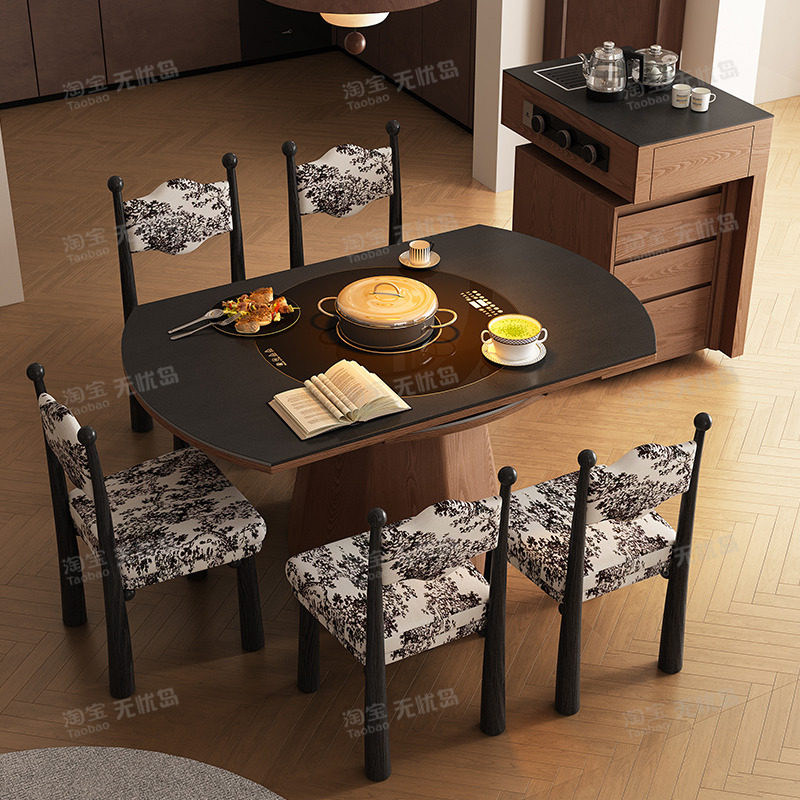 岛台餐桌带暖菜多功能岛台茶桌一体可分离伸缩内嵌电磁炉转盘饭桌,淘宝优惠券,粉丝福利购,淘宝优惠卷
