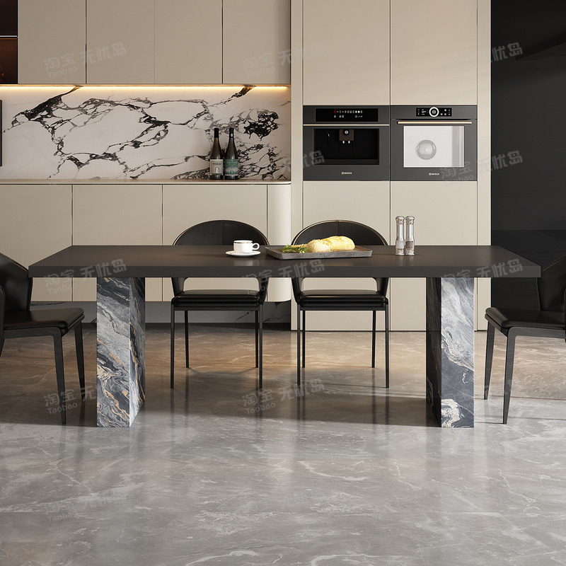 家用方形意式极简餐桌椅组合轻奢高级感设计师高端轻奢2米长餐桌,淘宝优惠券,粉丝福利购,淘宝优惠卷