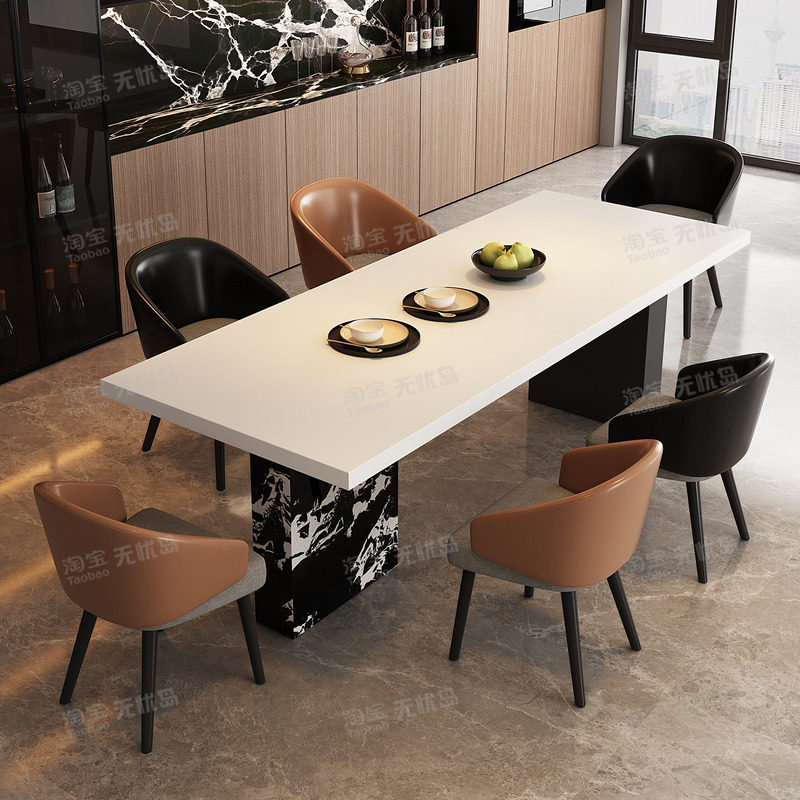 现代餐桌椅极简高级感家用大小户型意式饭桌长方形岩板餐桌组合,淘宝优惠券,粉丝福利购,淘宝优惠卷