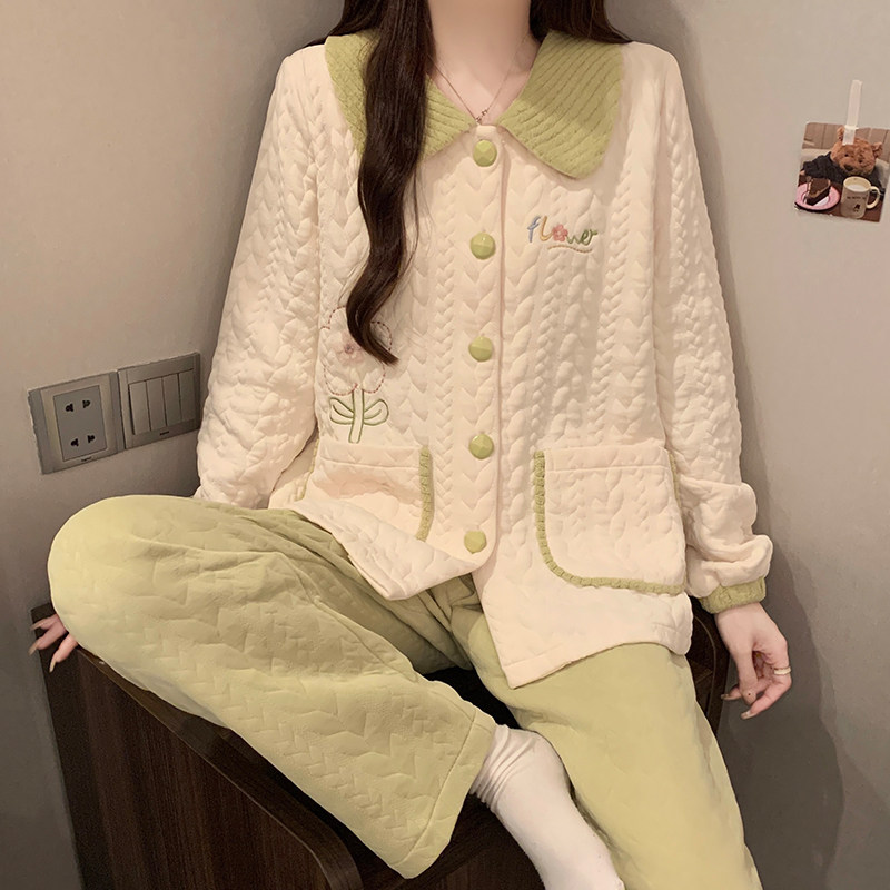 空气棉睡衣女款春秋冬季夹层2025新款可爱卡通长袖加厚家居服套装,淘宝优惠券,粉丝福利购,淘宝优惠卷