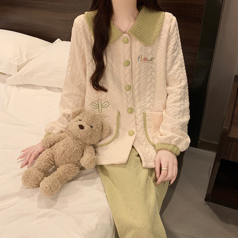 空气棉睡衣女款春秋冬季夹层2025新款可爱卡通长袖加厚家居服套装,淘宝优惠券,粉丝福利购,淘宝优惠卷
