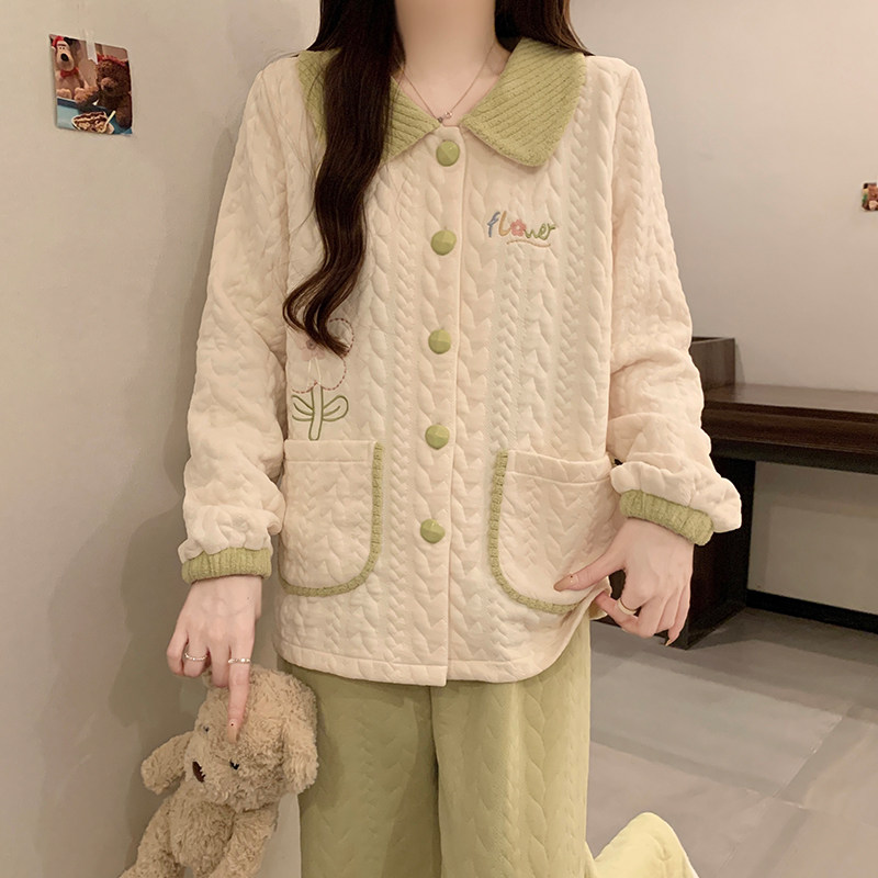 空气棉睡衣女款春秋冬季夹层2025新款可爱卡通长袖加厚家居服套装,淘宝优惠券,粉丝福利购,淘宝优惠卷