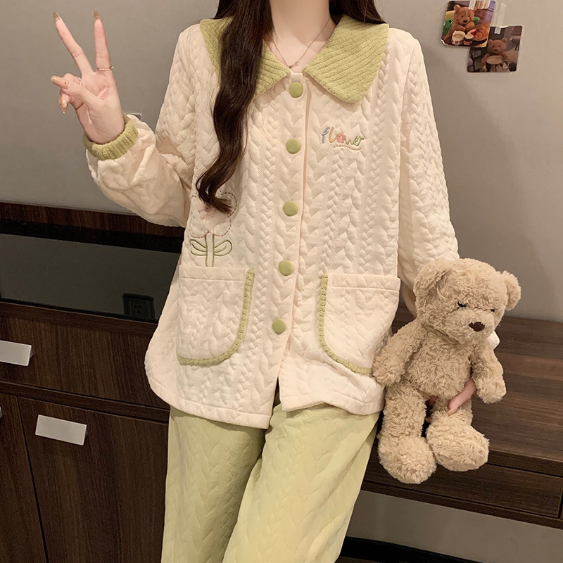 空气棉睡衣女款春秋冬季夹层2025新款可爱卡通长袖加厚家居服套装,淘宝优惠券,粉丝福利购,淘宝优惠卷