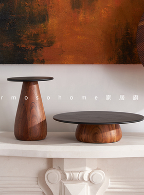 现代简约风木制蛋糕盘装饰摆件