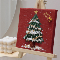 Christmas Handmade Quartz Sand propylene Texture Painting Diy material Package Digital Oil Painting Christmas Tree Fill Color Relief Painting