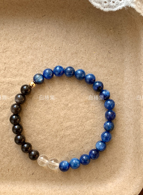 「雨霖铃」天然蓝晶石黑曜石串珠手链小众设计高级感复古气质手串