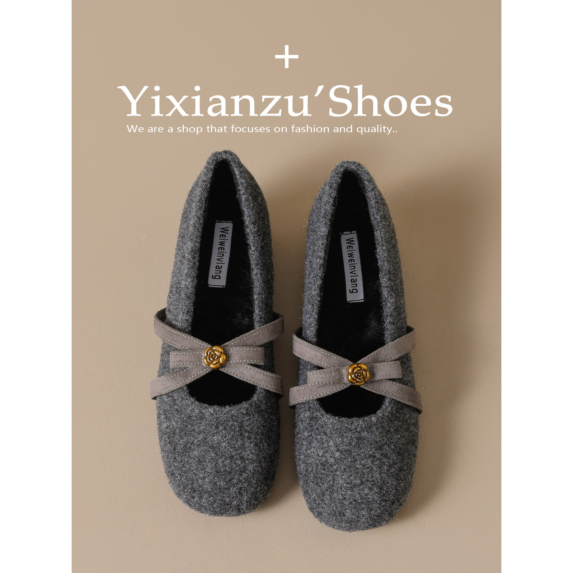 毛毛鞋女外穿2025冬季新款内增高毛呢加绒保暖山茶花玛丽珍棉鞋,淘宝优惠券,粉丝福利购,淘宝优惠卷