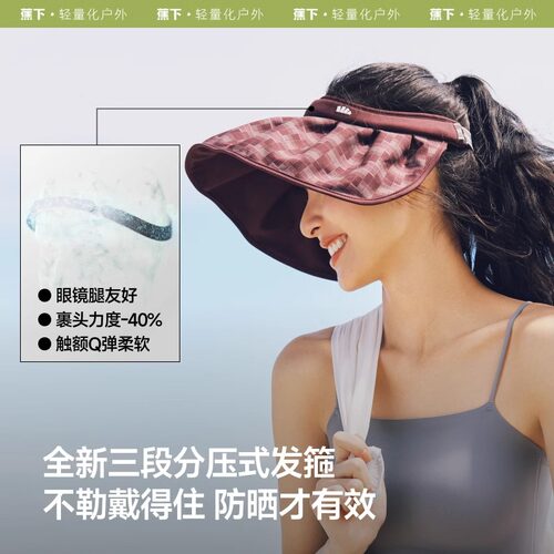 蕉下贝壳帽空顶防晒帽女2026新款大帽檐户外防紫外线太阳遮阳帽子 - 图2
