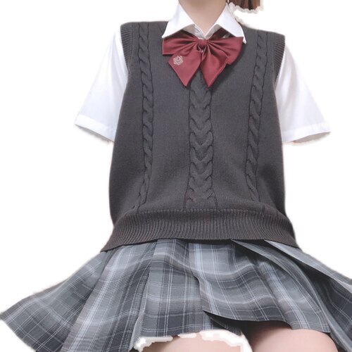【颜沐溪】糯米 日系jk纯色针织马甲背心女 百搭软妹毛衣秋季新款 - 图2