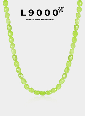 简约轻奢小众串珠蓝色天然石项链