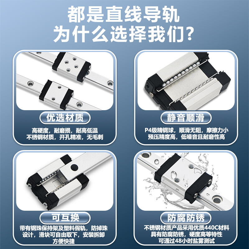 精密两孔微小型线轨滑块不锈钢导轨MGN5C SSEB6 LWL5MR5M滑动导轨 - 图0