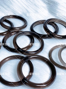 蓝星珠宝店-天然冰种黑曜石手镯高冰透黑茶曜水晶镯子轻奢网红款