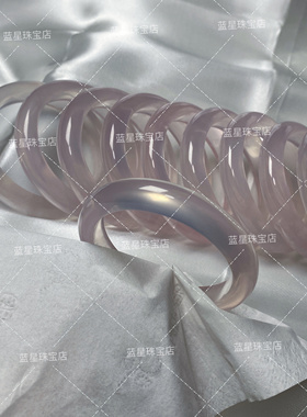 蓝星珠宝店-稀有级-天然高冰粉晶芙蓉石粉玉髓少女小清新粉色手镯