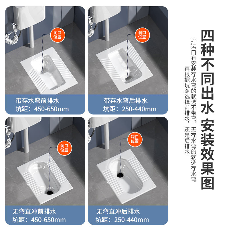 家用陶瓷蹲便器大冲力水箱整套装卫生间防臭大便器厕所蹲坑式便盆 - 图2